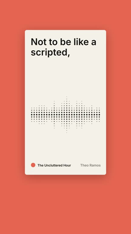 Dot matrix template: a clip from the example show The Uncluttered Hour, with the voices of Nadia Brooks and Theo Ramos