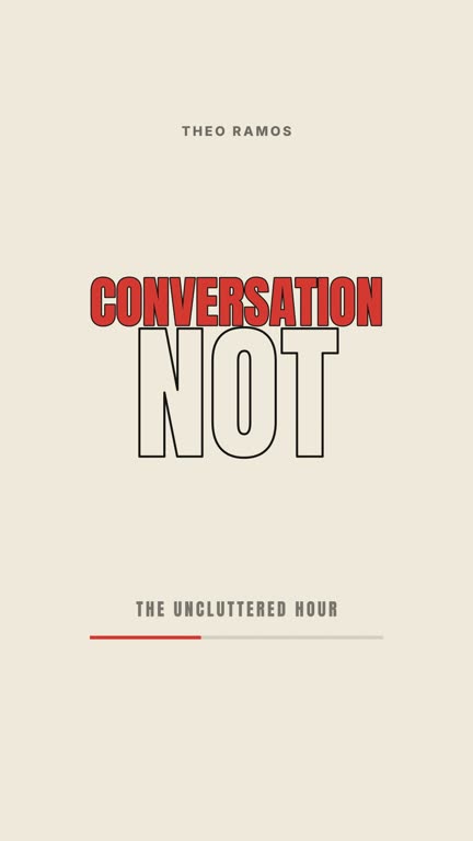 Outline to fill template: a clip from the example show The Uncluttered Hour, with the voices of Nadia Brooks and Theo Ramos