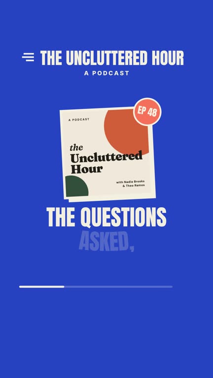 Retro poster template: a clip from the example show The Uncluttered Hour, with the voices of Nadia Brooks and Theo Ramos