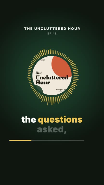 Cover ring template: a clip from the example show The Uncluttered Hour, with the voices of Nadia Brooks and Theo Ramos