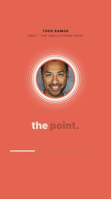 Sound rings template: a clip from the example show The Uncluttered Hour, with the voices of Nadia Brooks and Theo Ramos