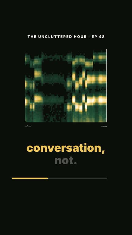 Spectrogram template: a clip from the example show The Uncluttered Hour, with the voices of Nadia Brooks and Theo Ramos