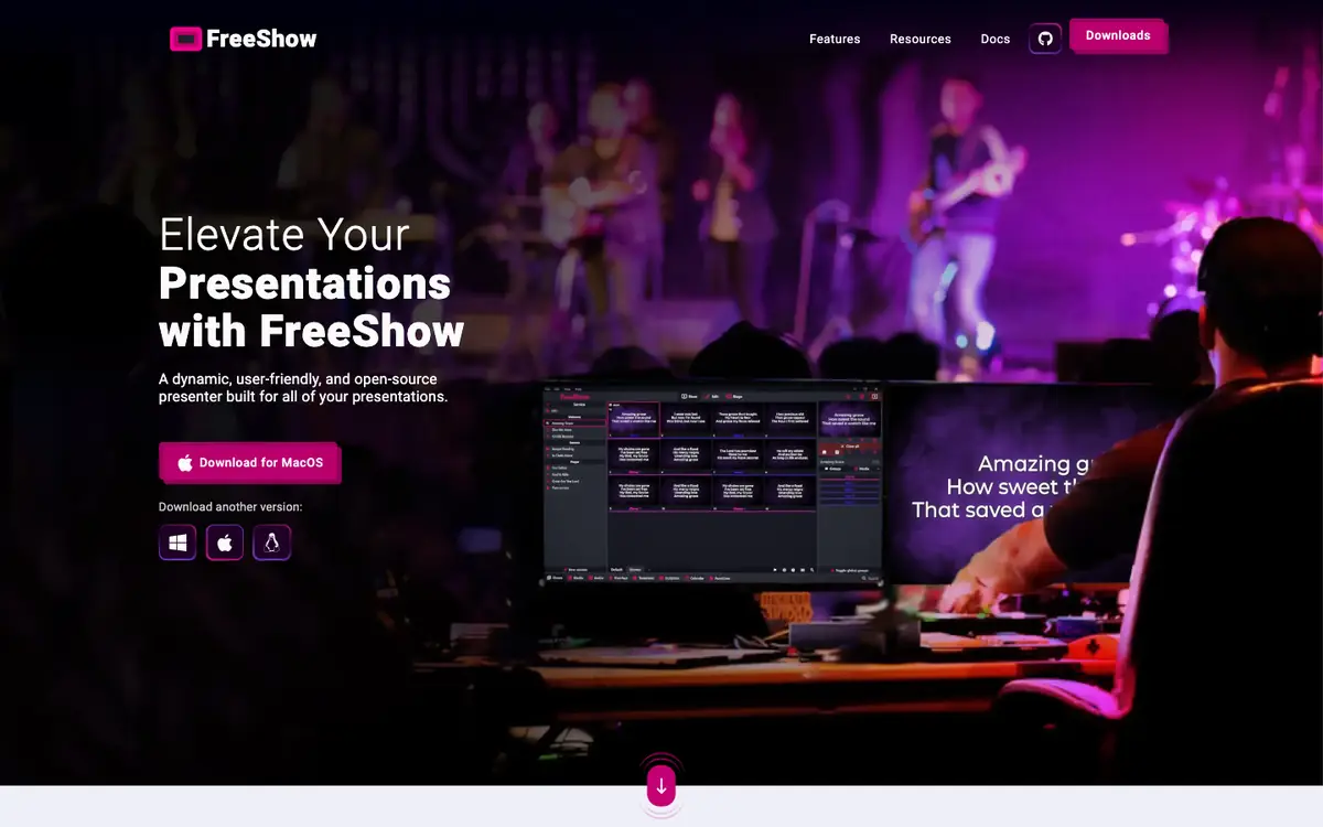 FreeShow: FreeShow's own website on 6 October 2026.