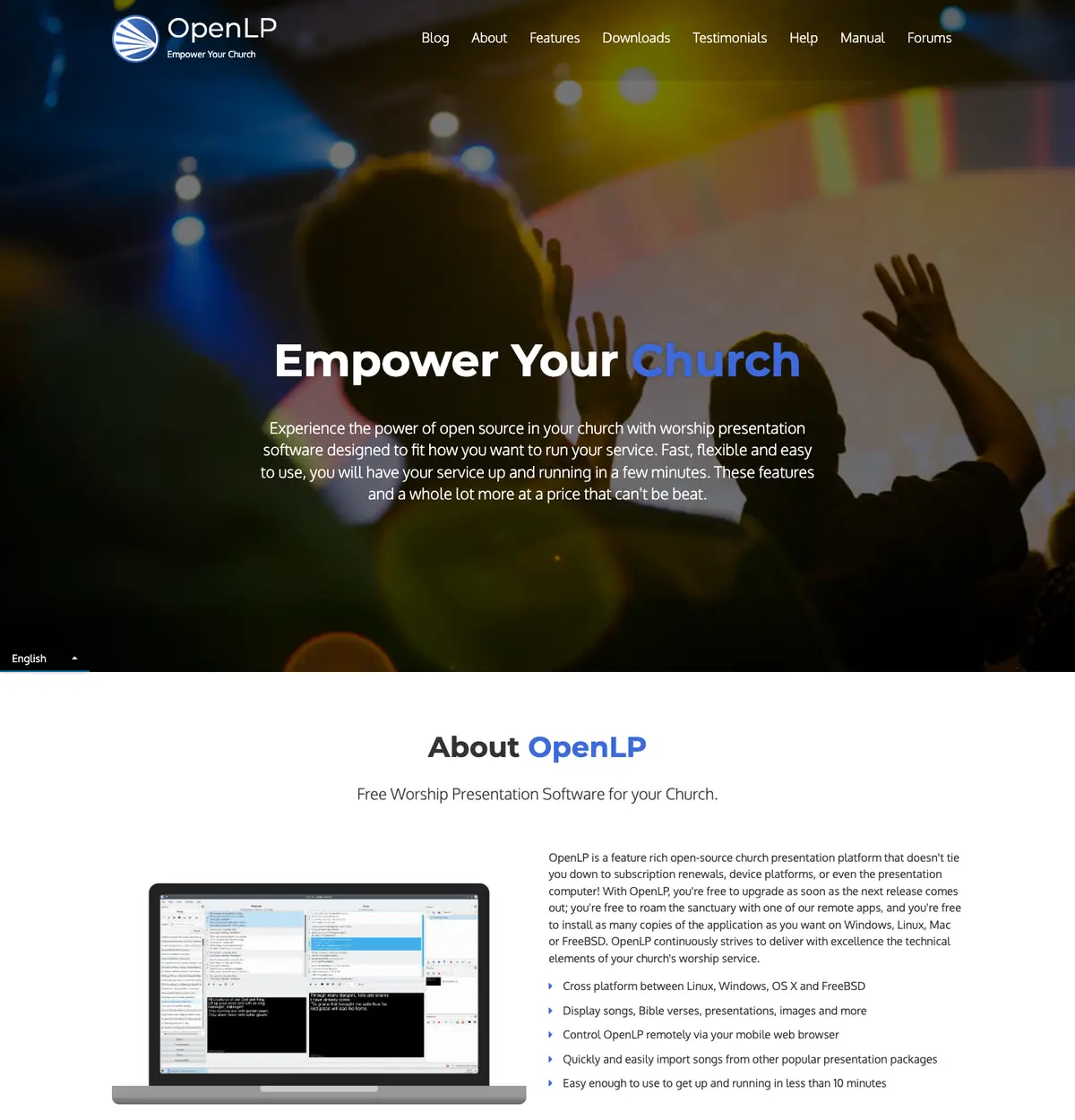 OpenLP: OpenLP's pricing page on 6 October 2026. OpenLP has no pricing page; this is its home page.