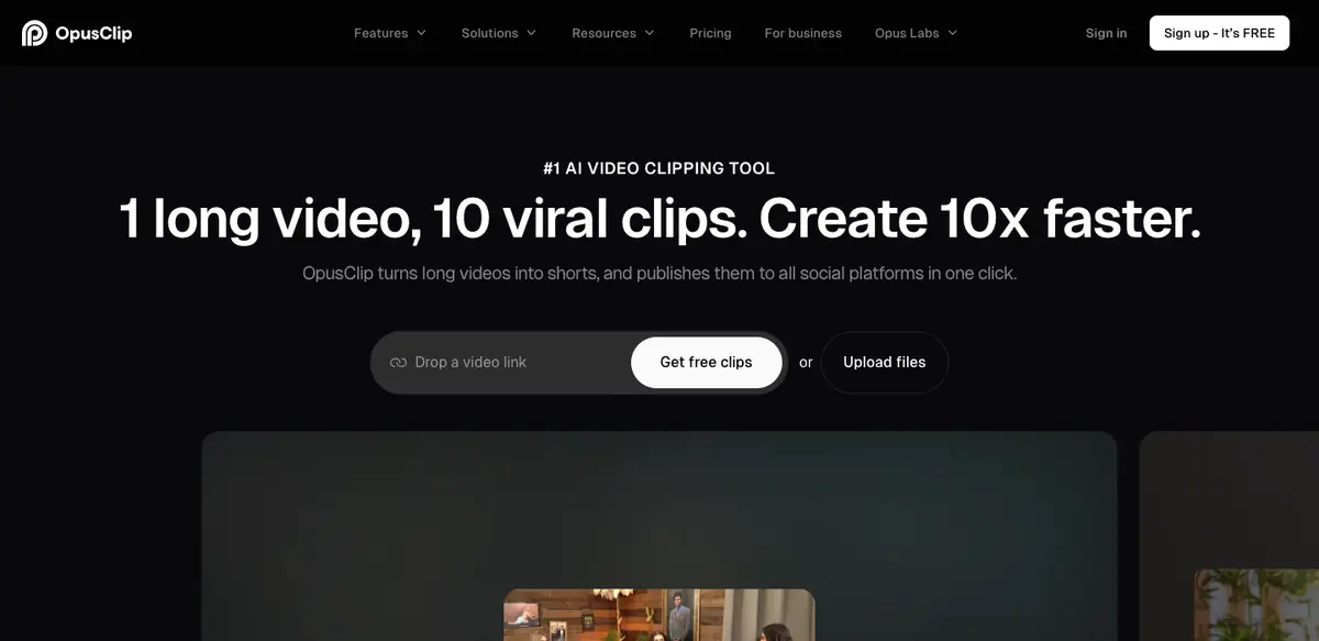 OpusClip: OpusClip's own website on 6 October 2026.