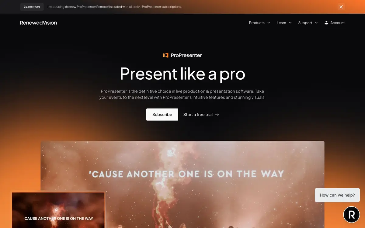 ProPresenter: ProPresenter's own website on 6 October 2026.