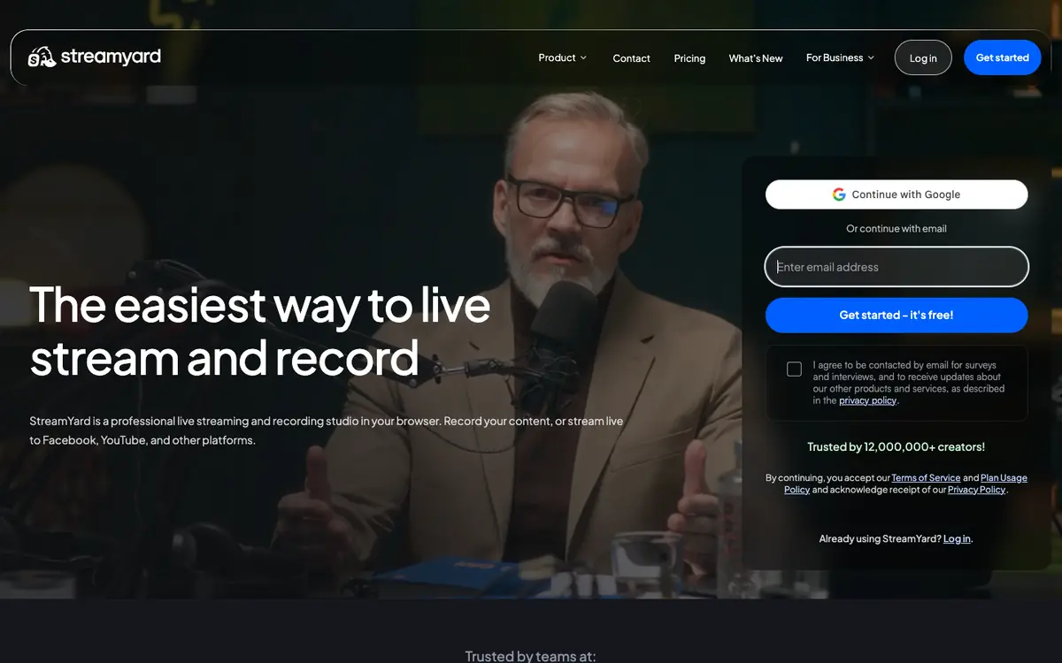 StreamYard: StreamYard's own website on 6 October 2026.