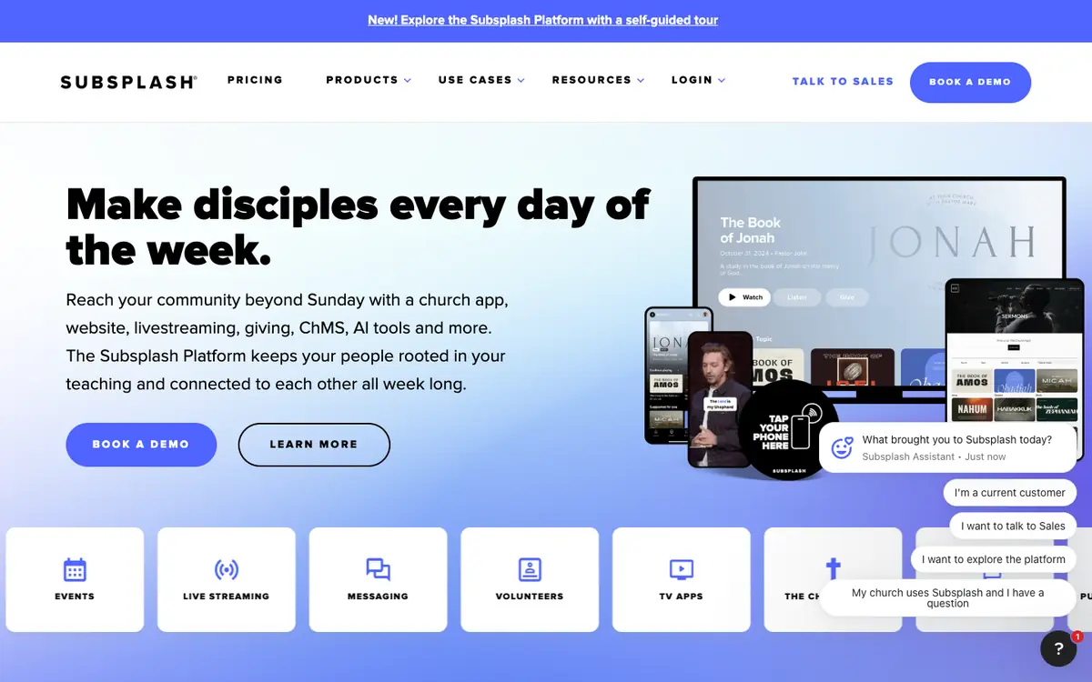 Subsplash: Subsplash's own website on 6 October 2026.