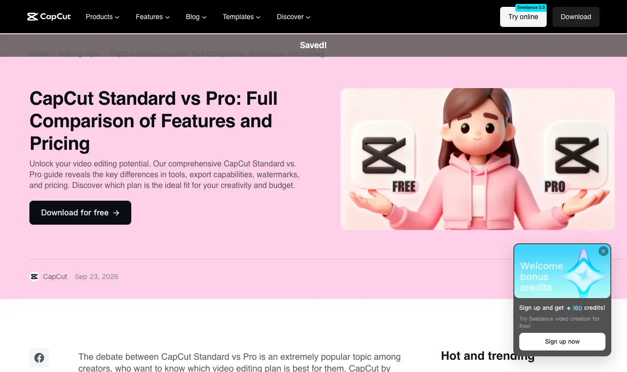 CapCut desktop's own page, 6 October 2026