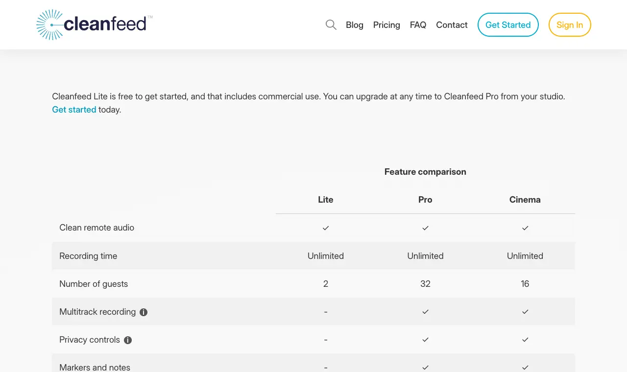 Cleanfeed's pricing page, 6 October 2026