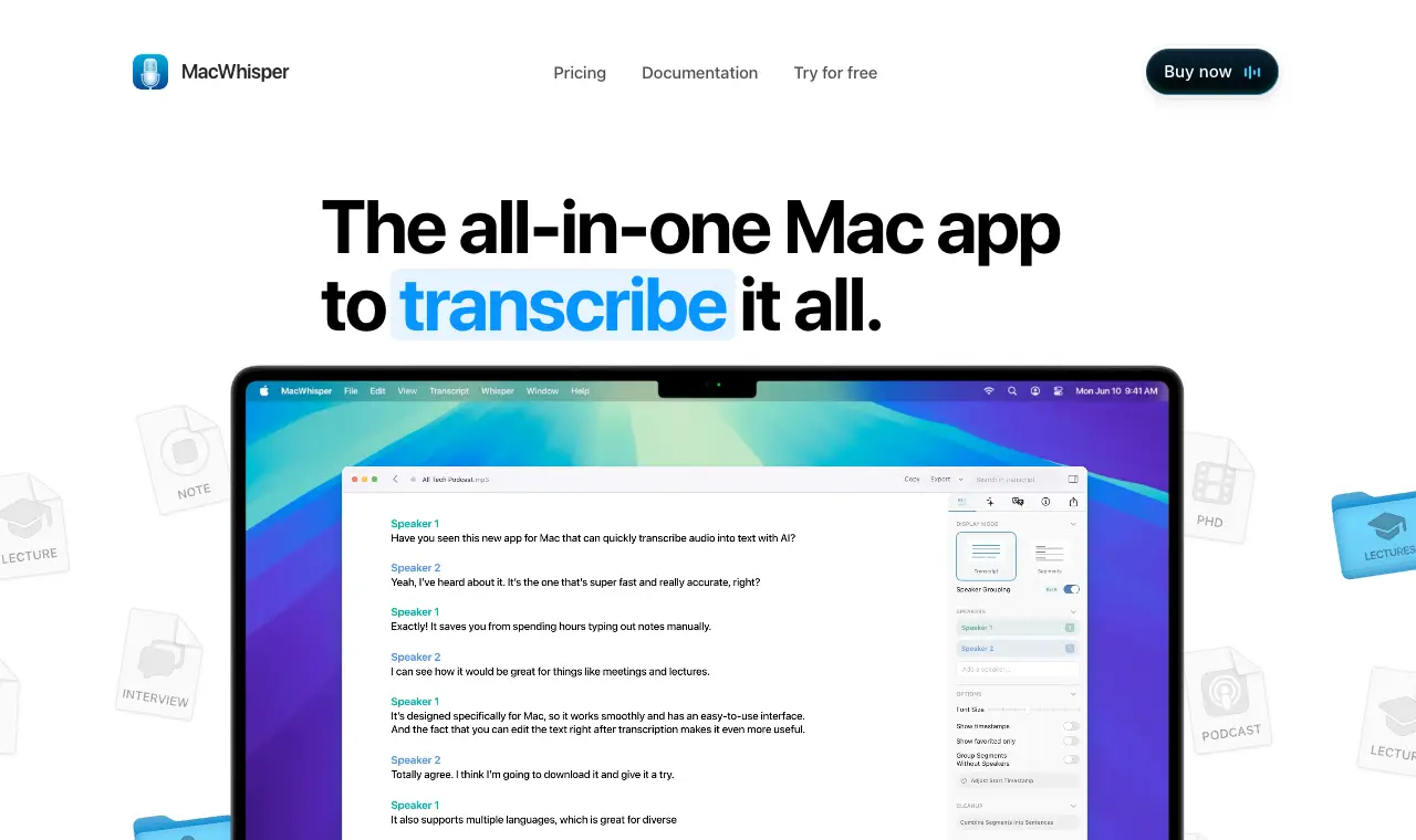 MacWhisper's own page, 6 October 2026