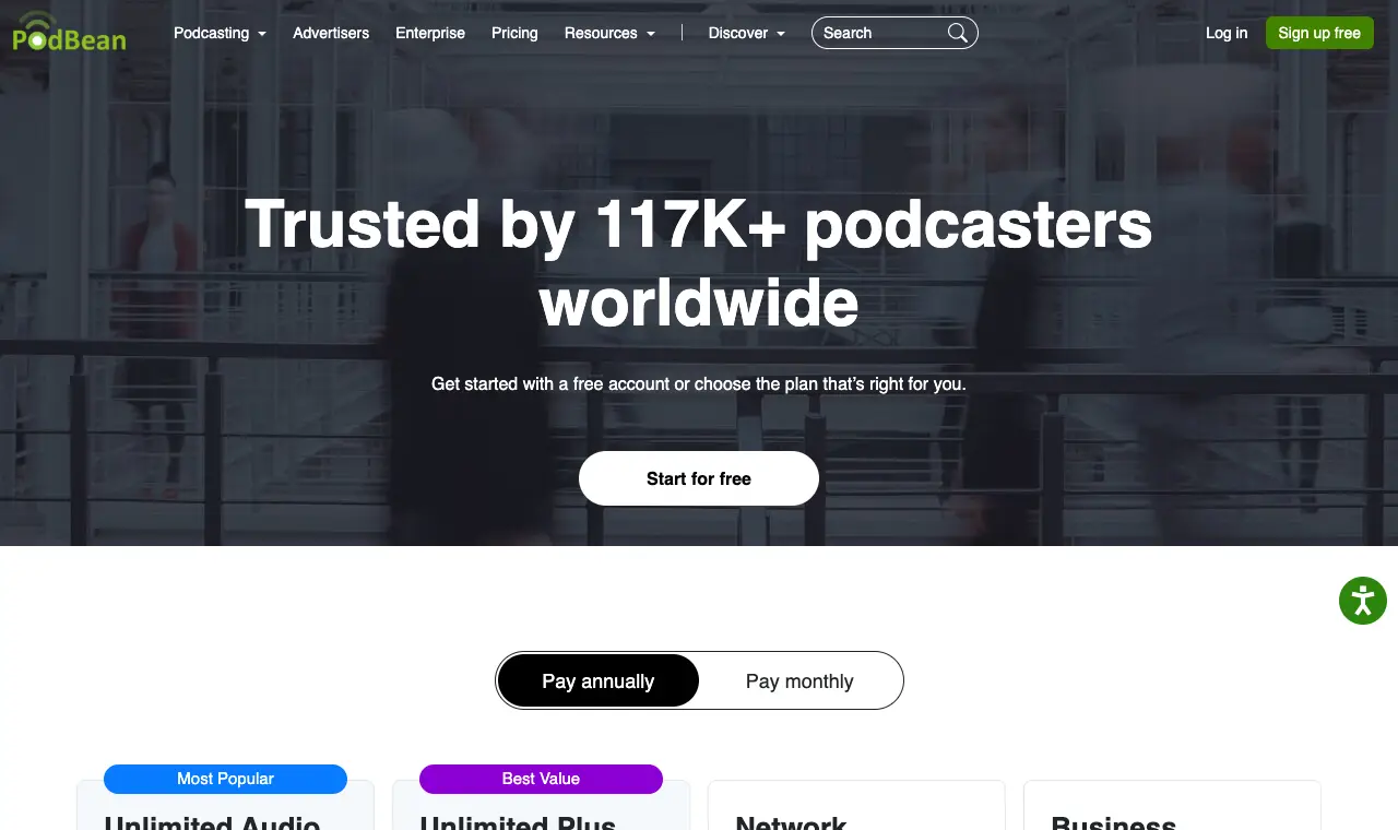 Podbean's pricing page, 6 October 2026