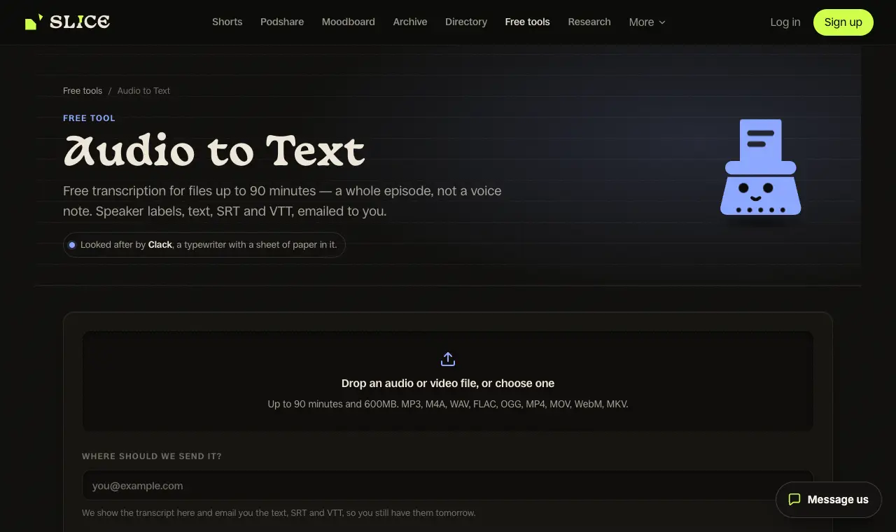 The free transcription tool, 6 October 2026
